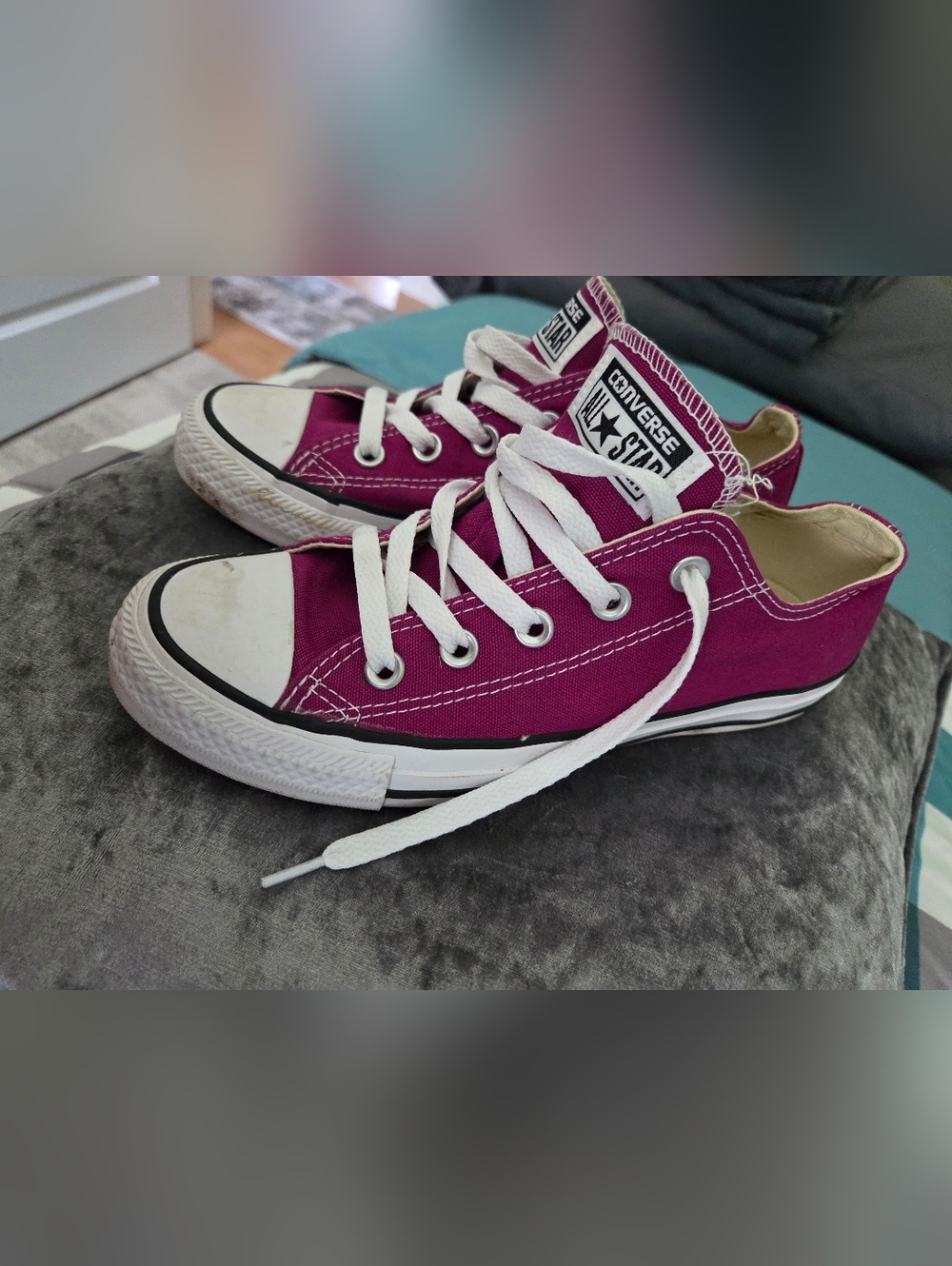 Converse Womens Low Top Sneakers - Magenta with White Accents